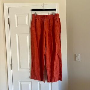 Athleta women new Wide-Leg Linen-Blend Chinos in Rust